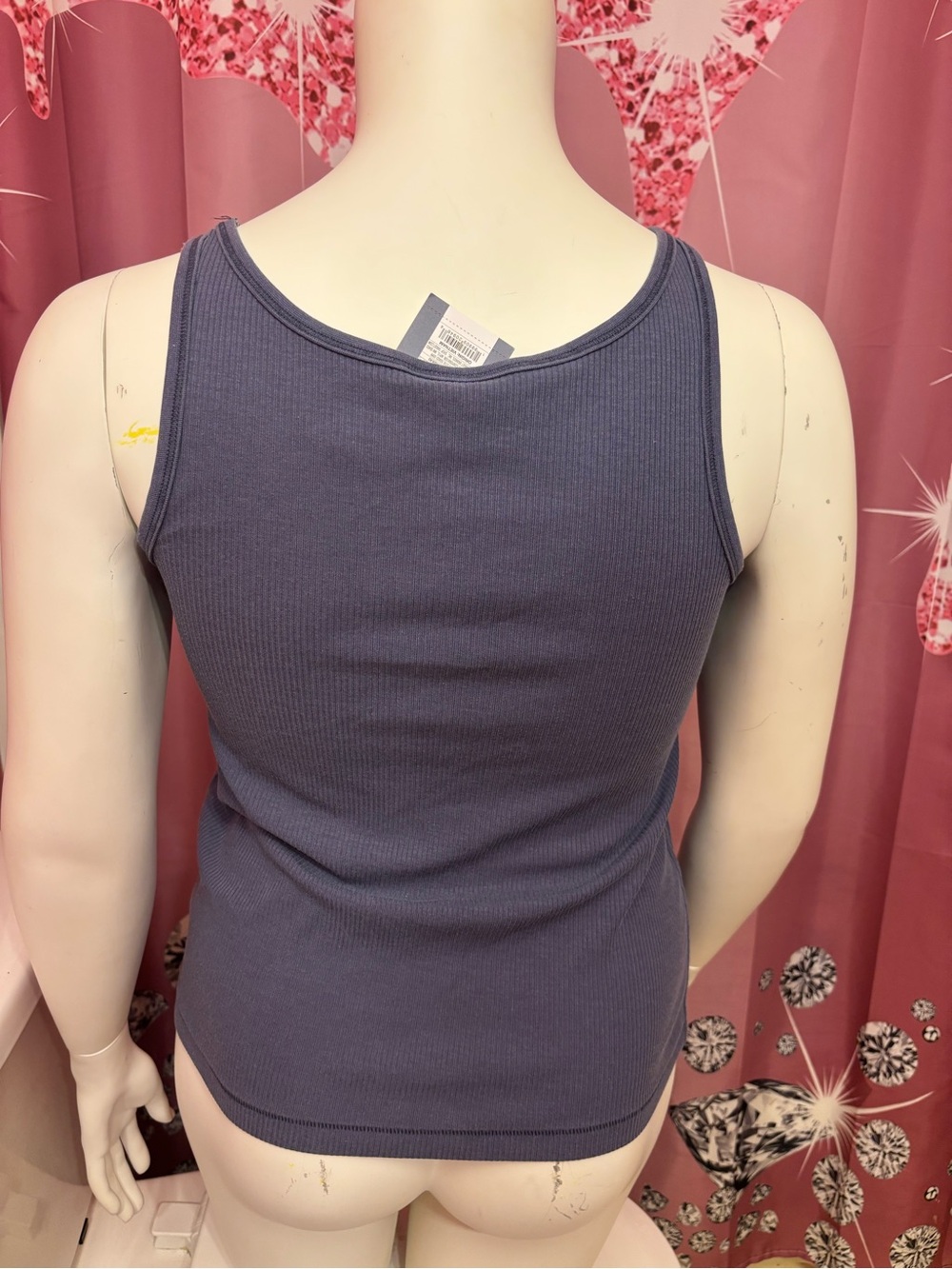 Sleeveless Ribbed Tank Top - Blue